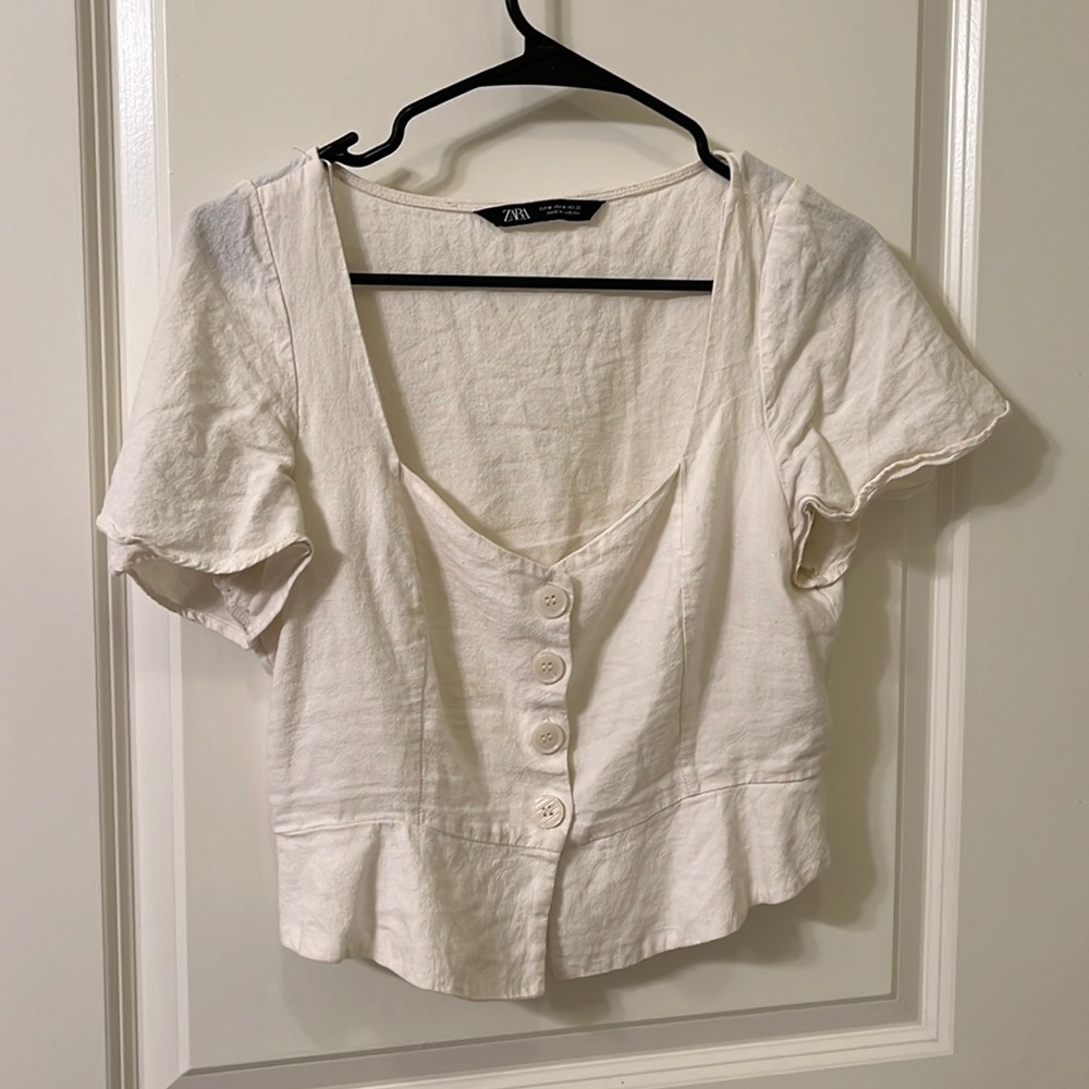 Zara white peplum crop top